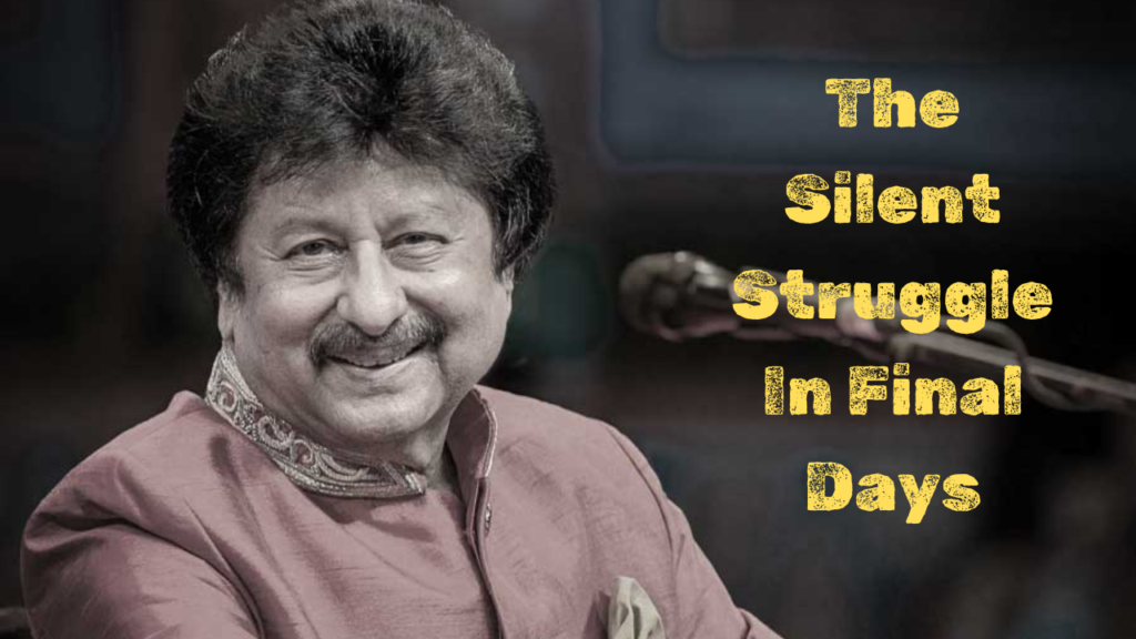 A solemn portrait of Pankaj Udhas and on the side written The Silent Struggle In Final Days.
